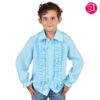 Kids “Saturday Night” Frill Front Shirt – Baby Blue