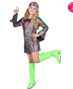 Girls Rainbow Hologram Disco Dress
