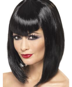 Vamp Wig – Black, Short with Fringe Fancy Dress Wig