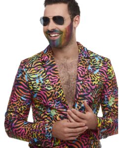 90s Neon Multi-Coloured Suit – Jacket, Trousers & Tie