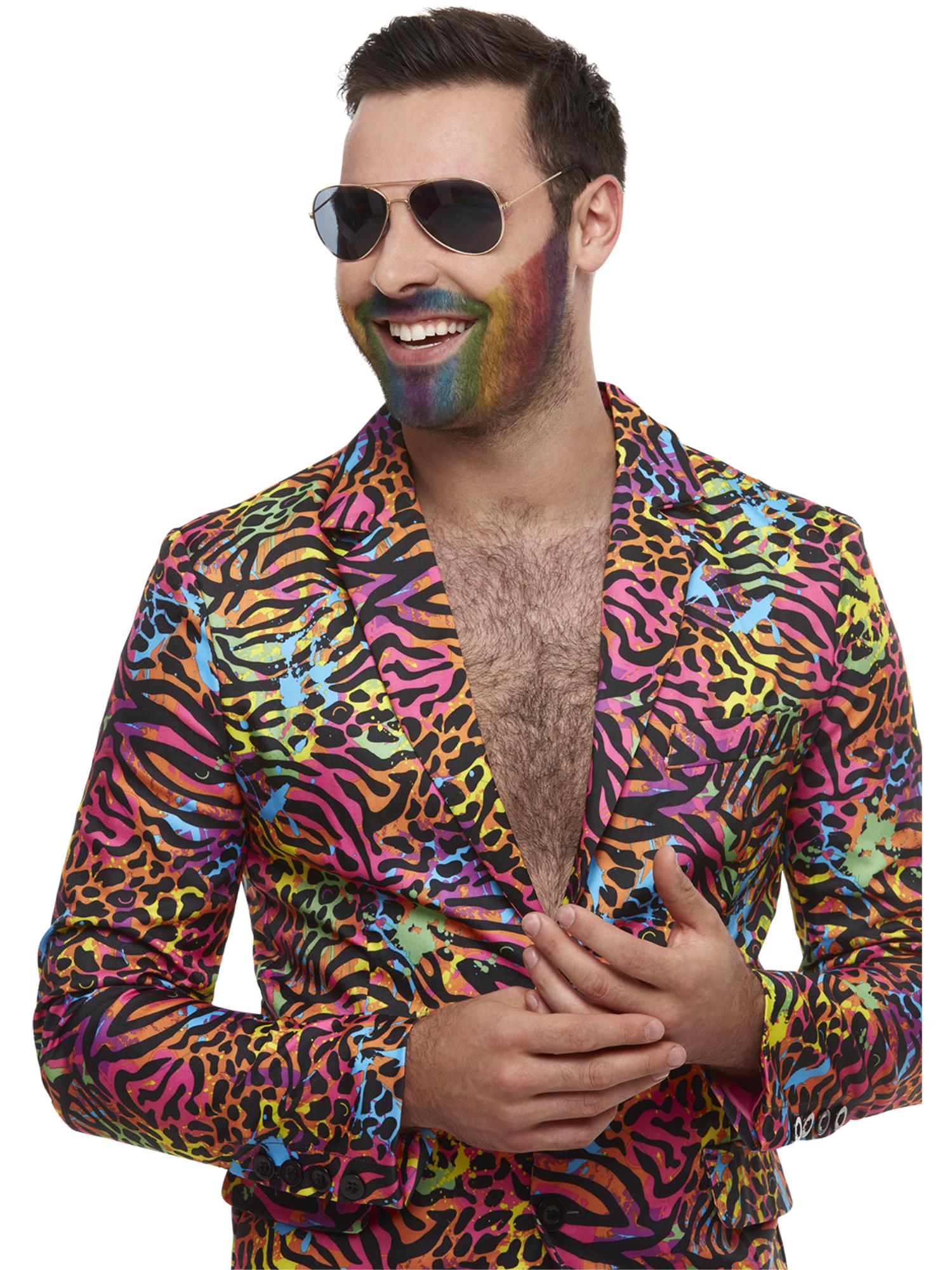 90s Neon Multi-Coloured Suit – Jacket, Trousers & Tie