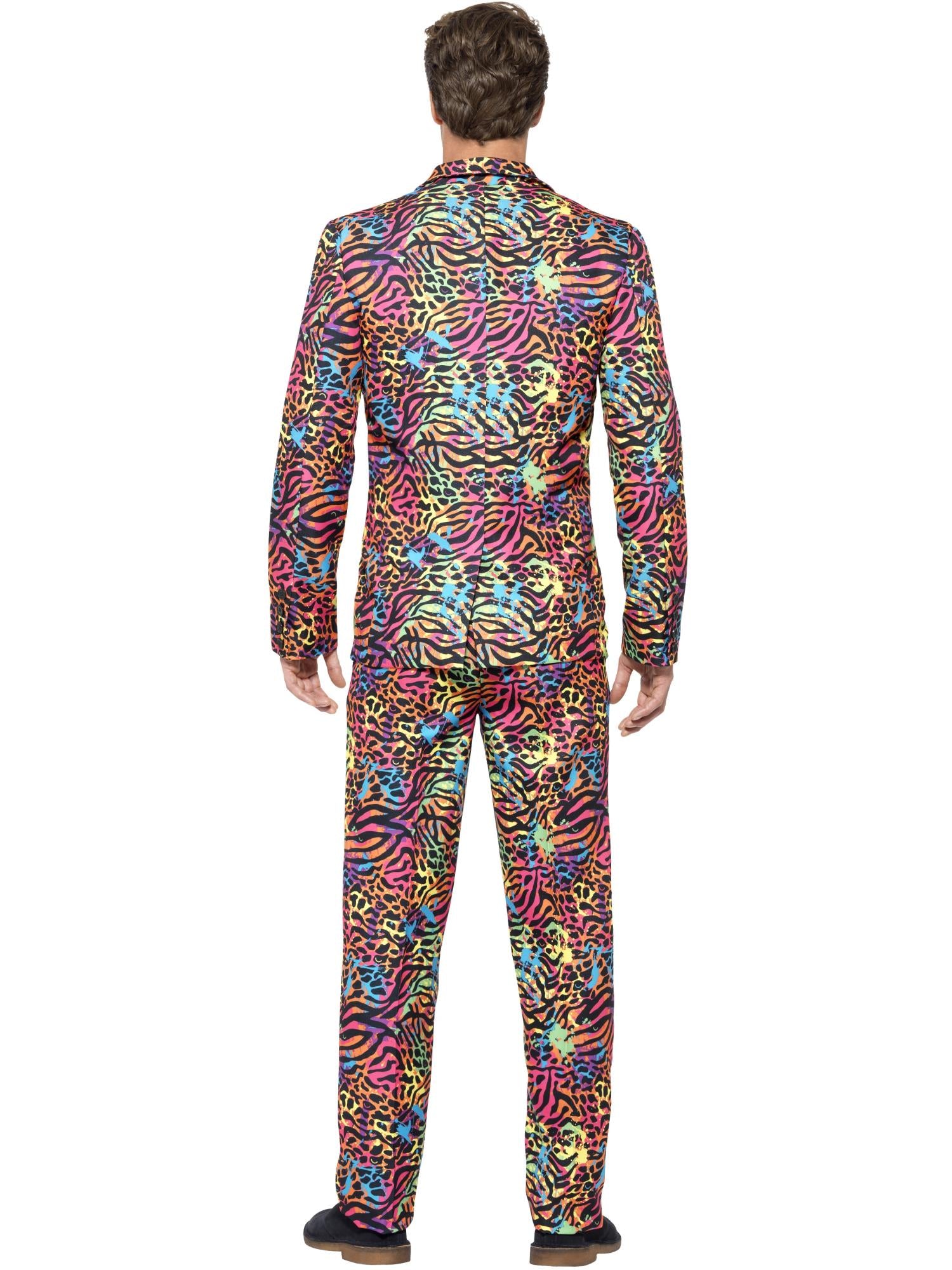 90s Neon Multi-Coloured Suit – Jacket, Trousers & Tie - Image 4