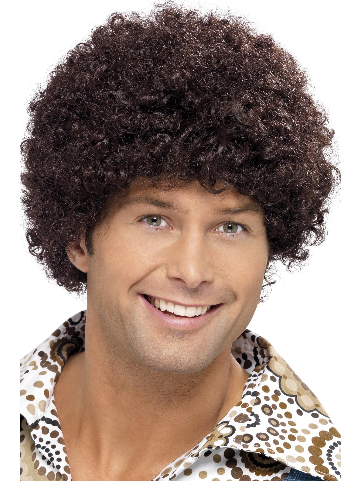 70s Disco Dude Wig – Brown Afro Fancy Dress Wig