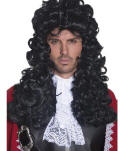 Pirate Captain Wig – Black, Long & Curly Fancy Dress Wig