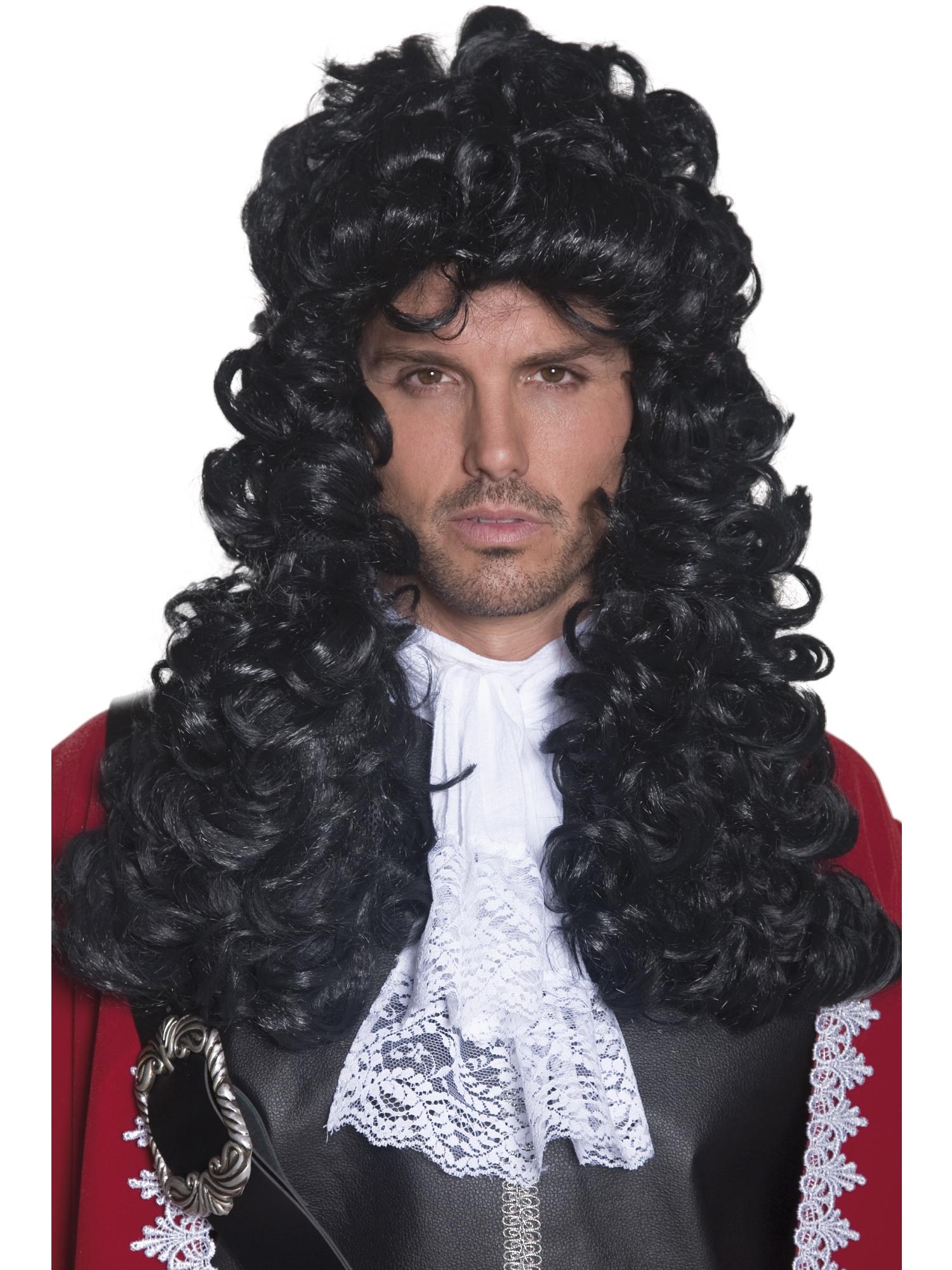 Pirate Captain Wig – Black, Long & Curly Fancy Dress Wig