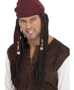 Pirate Bandanna with Plaits – Brown Caribbean Pirate Style