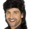 80s Black Mullet Wig – Retro Fancy Dress Wig
