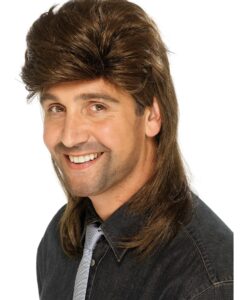 80s Brown Mullet Wig – Retro Fancy Dress Wig