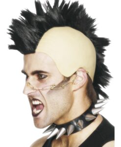 Mohican Wig – Black with Latex Cap Fancy Dress Wig