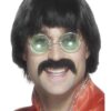 60s 70s Mersey Wig & Tash – Black, Short Styled Fancy Dress Set