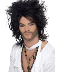 “Sex God” Wig – Black 90s Rock Style Fancy Dress Wig