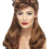 40s Vintage Wig – Auburn, Long with Top Curls Fancy Dress Wig