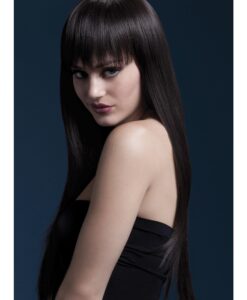 Fever Jessica Wig – Long Straight with Fringe , Dark Brown