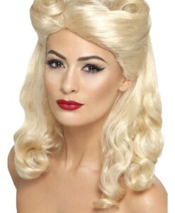 40s Pin-Up Wig – Blonde with Victory Rolls Fancy Dress Wig