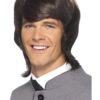 60s Male Mod Wig – Brown, Longer Beatles Style Fancy Dress Wig