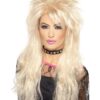80s Long Mullet Wig – Blonde Rock Chick Fancy Dress Wig