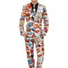BAM! ZAP! POW!  Bright Multi-Coloured Suit – Jacket, Trousers & Tie