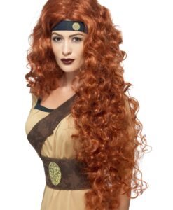 Medieval Warrior Queen Wig – Auburn, Extra Long Fancy Dress Wig