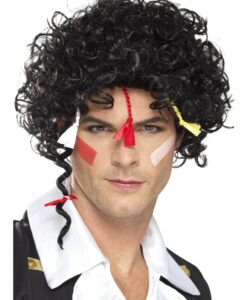 80s New Romantic Wig – Black with Ribbon/Braid Fancy Dress Wig