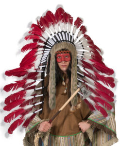 Indian Chief’s Headdress – Full Feather (White & Red)