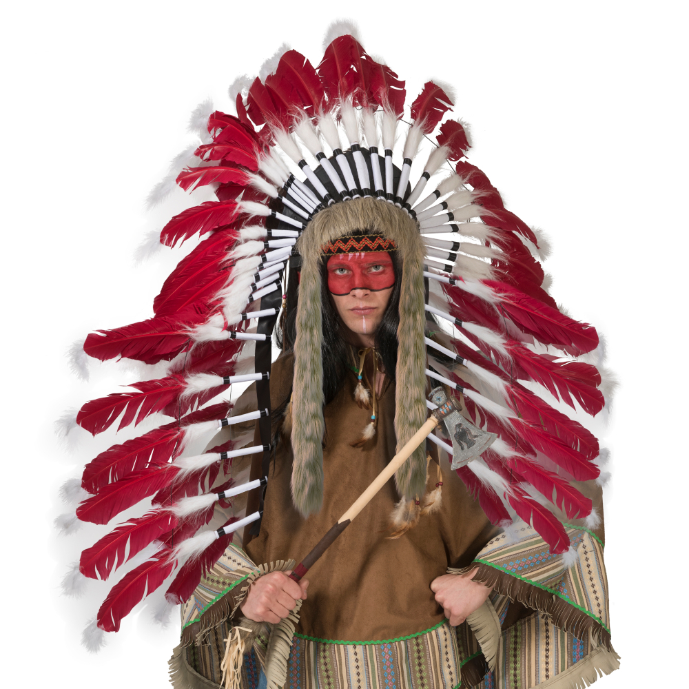 Indian Chief’s Headdress – Full Feather (White & Red)