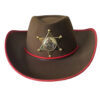 Adult Sheriff / Cowboy Hat – Brown with Red Trim & Silver Badge