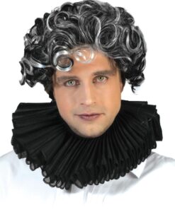 Elizabethan Frilled Collar – Black (Baroque Style)