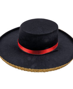 Spanish Style Hat – Black with Red Ribbon