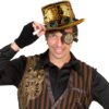 Steampunk Top Hat – Deluxe Gold Sequin with Studs & Goggles