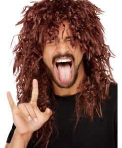 “Rocker” Wig – Brown (Crimped 80s Rock Style)