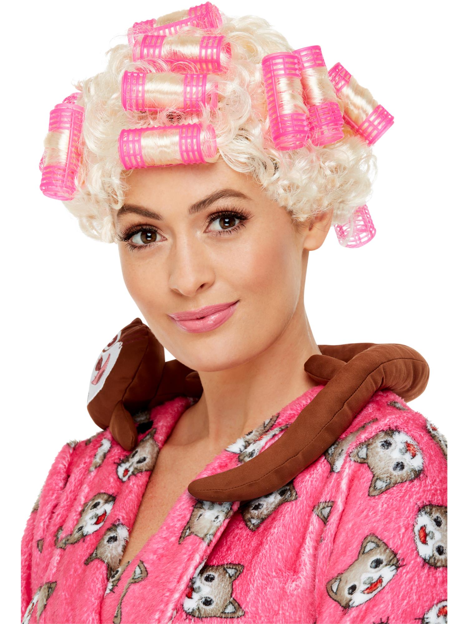 Roller Granny Wig – Blonde with Rollers Fancy Dress Wig - Image 2