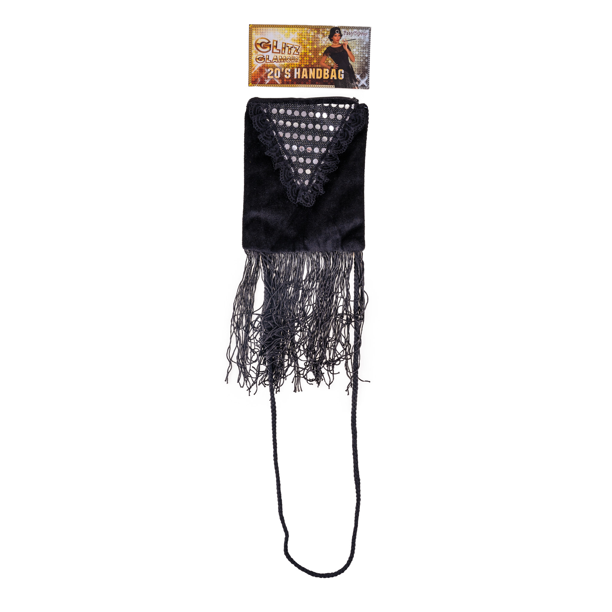 20s Style Fringed Handbag – Black - Image 2