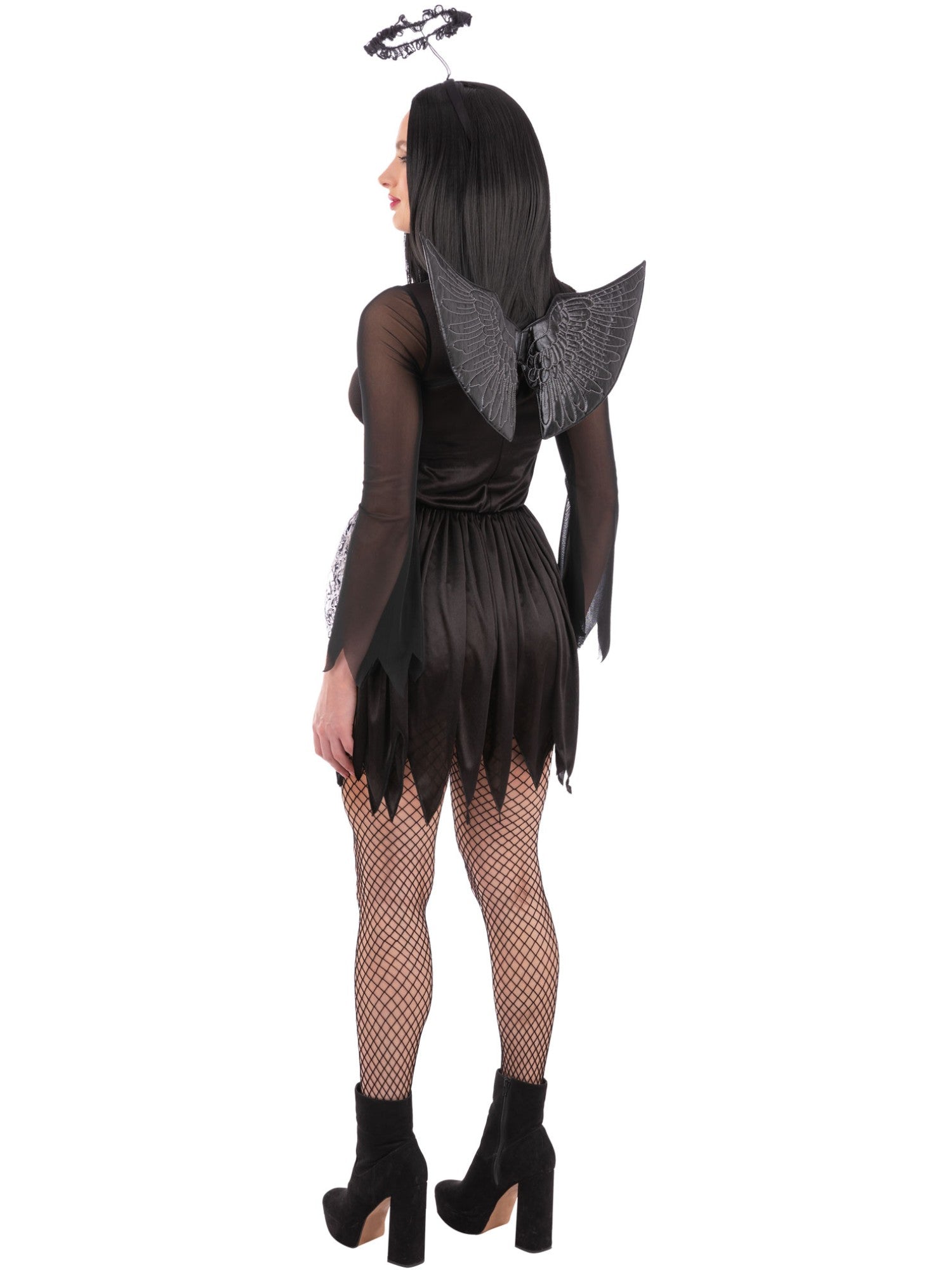 Fallen Dark Angel Costume – Dress, Wings & Halo - Image 2