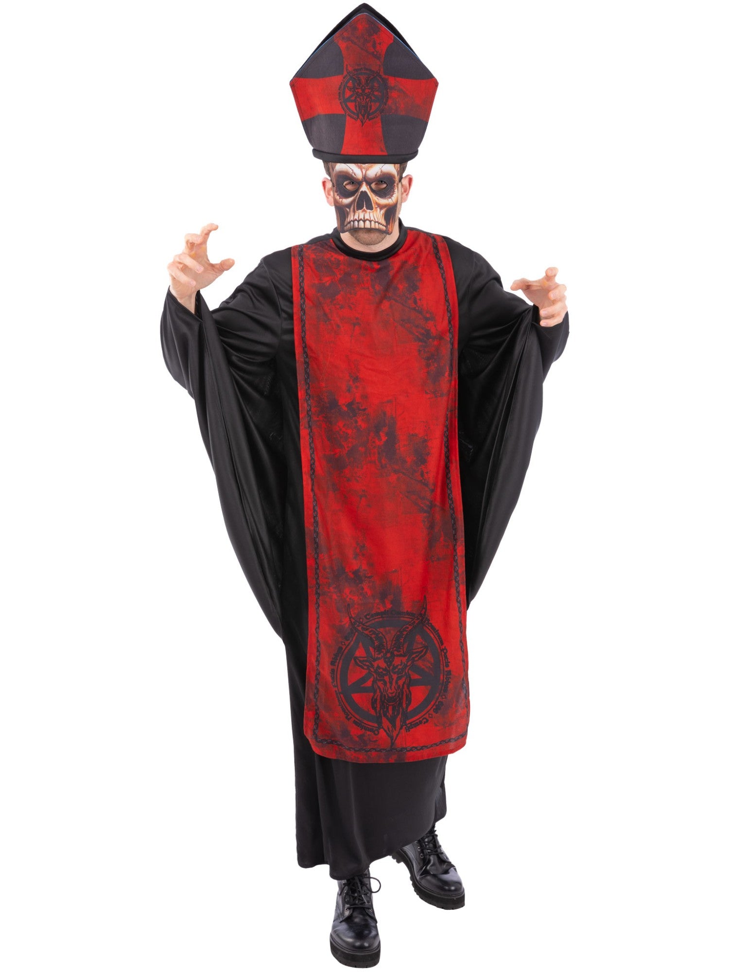 Cardinal Sin Costume – Robe & Hat with Attached Mask - Image 2
