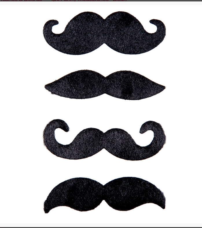 Set of 4 Self-Adhesive Moustaches - Black