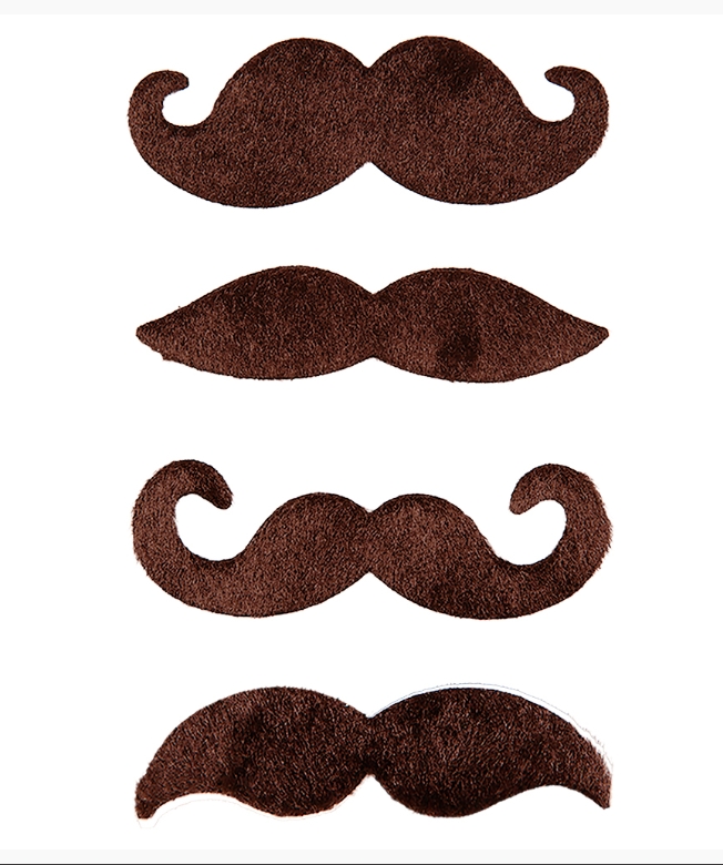 Set of 4 Self-Adhesive Moustaches - Brown