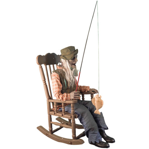 Animatronic Rocking Chair Fisherman in Rocking Chair Animatronic – 185cm Halloween Decoration ...
